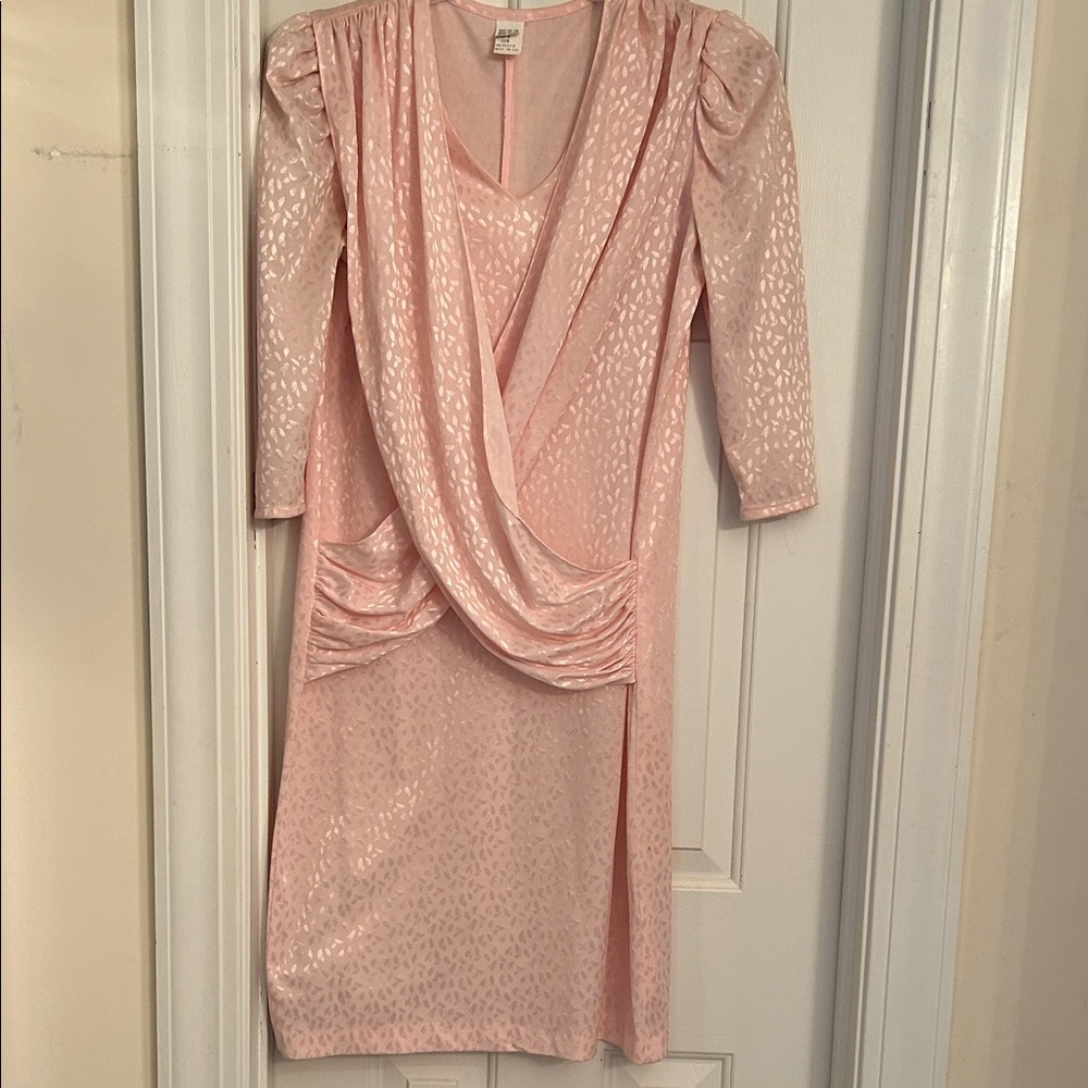 Elegant Pink Draped Women's Dress